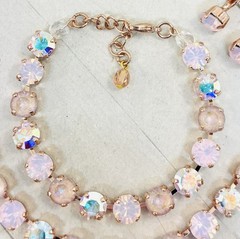 Rose Gold Plated Light Pink Dusty Rose Crystal Cup Chain Tennis Bracelet