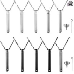 10pcs Urn Necklace for Ashes Cremation Cylinder Memorial Stainless Steel Pendant
