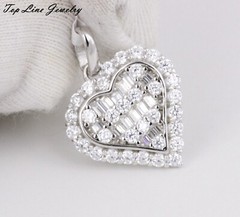 Women Girl 925 Sterling Silver 14mm Small CZ Love Heart Pendant Allergy Free