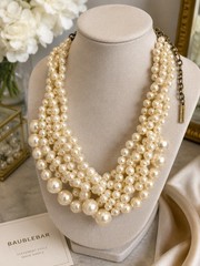 Vintage BaubleBar multi strand signed multi-strand faux pearl necklace