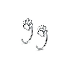S925 Sterling Silver Tiny Paw Print Stud Earrings Cute Animal Women Girls Gift