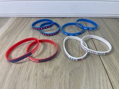 8 Pack American Flag Bracelets Red White Blue Silicone Rubber Wristband