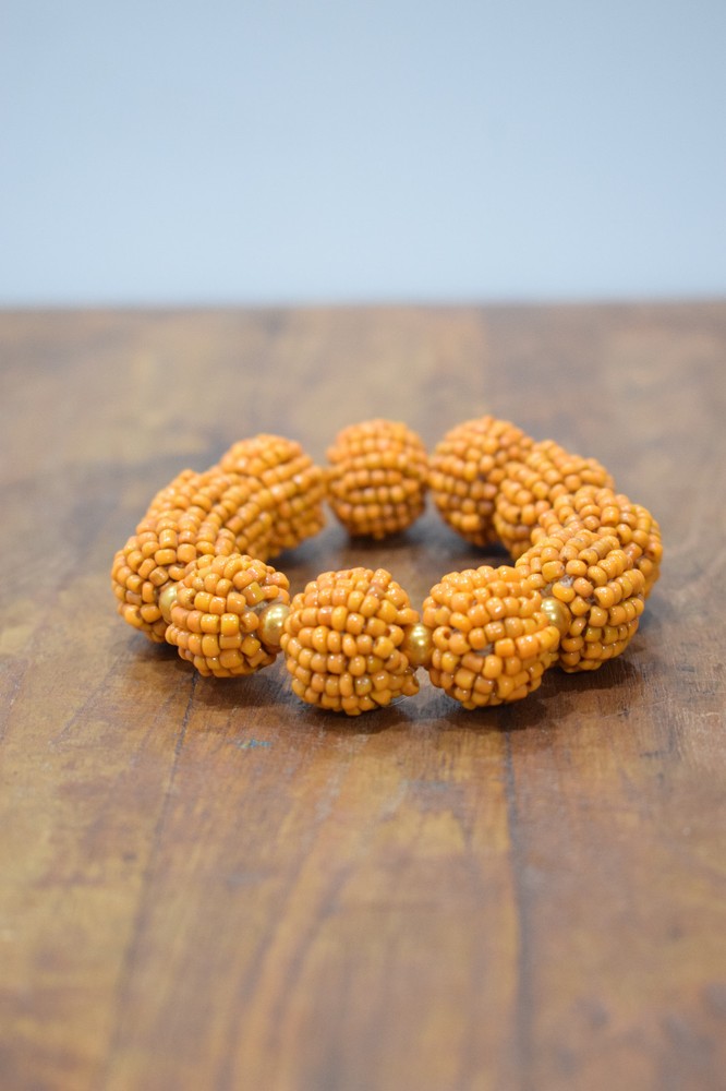 Bracelet Beaded Orange Elastic Bracelet