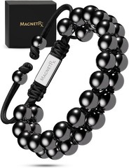 MagnetRX® Magnetic Hematite Bracelet MAX Strength Magnetic Stones Beaded Magnet
