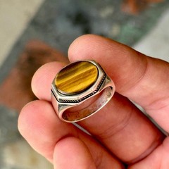 Brown Tiger’s Eye Ring, 925 Sterling Silver Ring Signet Ring Gift For Him