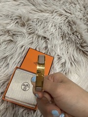 AUTHENTIC HERMES bracelet Click H PM Gold Plated enamel Marron Gold H