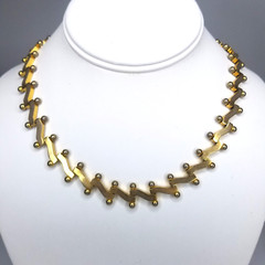 Zig Zag Statement Necklace Flat Barbell Gold Tone 18 In L x 1/2 In Clasp Closure
