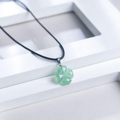 Four Leaf Clover Necklace,Made with Green Aventurine Jade for Faith Hope Love