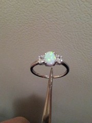 Sterling silver .925 White Opal Clear CZ Ring Sizes 5 6 7 8 9 10