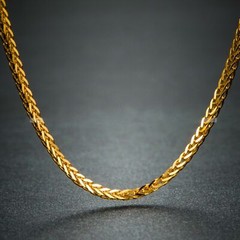 Real 18K Yellow Solid Gold Necklace Unique Wheat Link 1.2mm Lucky Chain 17.7″L