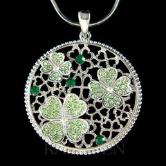 4 Leaf Clover Shamrock made with Swarovski Crystal Irish St Patrick Day Necklace