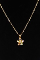 Cute Colorful Flower Pendant Necklace Golden Toned Christmas Party Birthday Gift