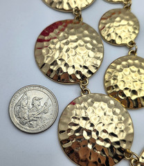 Hammered Gold Tone Disc Statement Necklace Layered Circle Bib 23 In adj. Modern