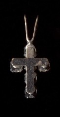 10K 14mm Fine Solid White Gold Round Cut Clear CZ Cross Crucifix Pendant RJ