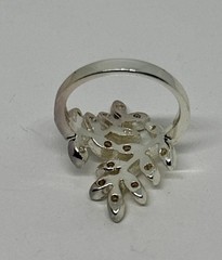 Silver Tone Rhinestone Leaf Wrap Design Statement Ring Size 9