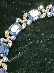 Vintage Signed Lisner Blue Rhinestone Choker Necklace