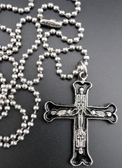 Skeleton Cross Necklace Stainless Chain New Pendant Vintage 1991 Skull Bones