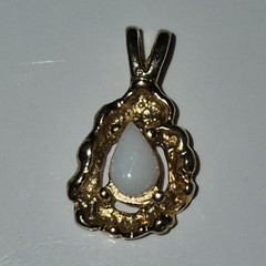 Gold Tone Teardrop White Stone Charm Pendant, Bezel Set, 1 Gemstone