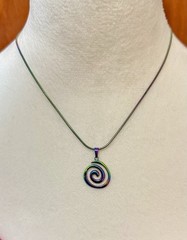 Spiral Swirl Pendant Necklace Chain Rainbow Color Unisex Women Men Brand New