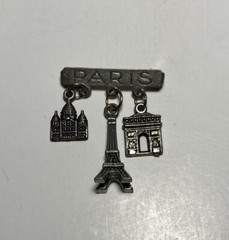 Vintage Metal Paris Souvenir Brooch Eifle Tower Pin
