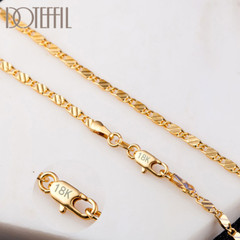 925 Sterling Silver 2Mm Gold Charm Chain Necklace for Women