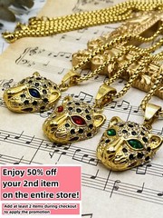 Leopard Panther Pendant Necklace W/ 18K Gold Plated Crystal Charm Hip Hop Chain