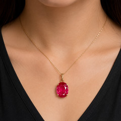 10 Carat Red Ruby Pendant Gemstone Gold Plated Men Women Gift
