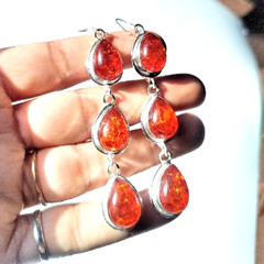 Baltic Amber (Lab-Created)Gemstone 925 Sterling Silver Handmade Jewelry Earrings