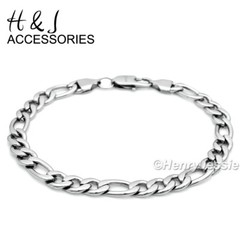 7″-11″MEN WOMEN 316 L Stainless Steel 8mm Silver Figaro Link Chain Bracelet