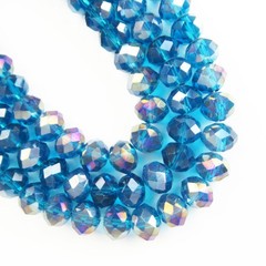 1Strand 8x6mm Faceted Water Blue Crystal Rondelle Loose Bead 15.5inch SJTZ3