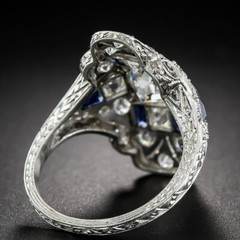 925 Sterling Silver Blue Rhinestone White Topaz Engagement Wedding Ring Size 6