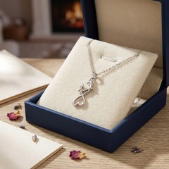 Openwork Heart Mom Baby Silver Clavicle Necklace Pendant Jewelry Gift
