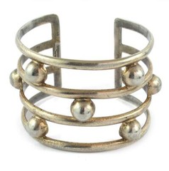 Signed Nettie Rosenstein Deco Style Cuff in Gilt Sterling c. 1940