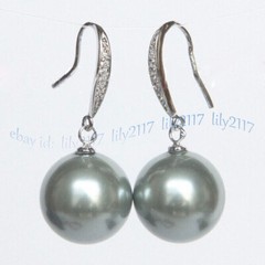 8-16mm Multicolor South Sea Shell Pearl Round Beads Dangle Silver Hook Earrings