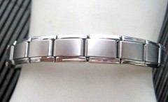 Italian Modular Charm 9mm Links Matte Stainless Steel Bracelet Made in Italy