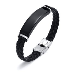 Personalized Mens Leather Bracelet Engraved Gift for Men Him Son Daddy Husband
