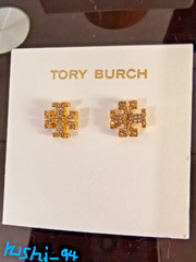 Tory Burch Kira Pave Double T Stud Earrings Gold Zircon Women Gift Earrings