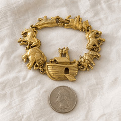 Noah’s Ark Animal Link Bracelet by AJC Gold Tone Vintage