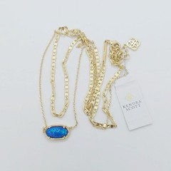 Kendra Scott Elisa Multi Strand Gold Pendant Necklace In Ocean Blue Opal