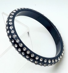 Boho black round Lucite Plastic clear rhinestone party fashion bangle bracelets