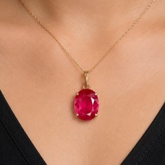 10 Carat Red Ruby Pendant Gemstone Gold Plated Men Women Gift