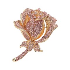 3Pc Rose Brooch Satin Scarf Heart Stud Earrings Women’s Gift Set Gold Tone
