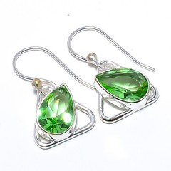 Green Amethyst Handmade 925 Silver Plated Earring 1.17″ W2437