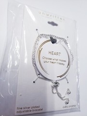 Unwritten Heart Bracelet ADJUSTABLE SLIDER UP TO 10″