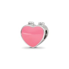 Sterling Silver Reflections Enamel Crystal Marry Me Heart Bead Pendant Necklace
