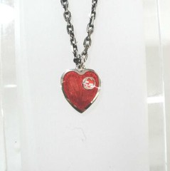 Authentic GUCCI Sterling Silver 925 Interlocking G Red Heart Necklace With Box