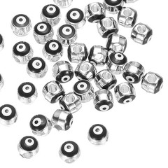 5mm Enamel Evil Eye Bead, 50Pcs Silver Plated Turkish Evil Eye Charm, Black