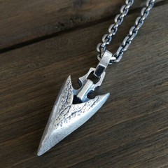 Solid 925 Sterling Silver Arrowhead Pendant Rich Texture Boho Unique Great Gift