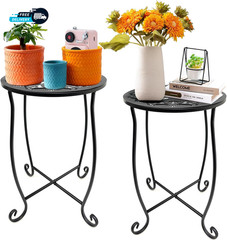 Outdoor Side Tables 2 Pack Patio Side Table Weather Resistant Metal Small