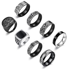 8Pcs Stainless Steel Vintage Rings for Men Greek Signet Thumb Silvery Golden …